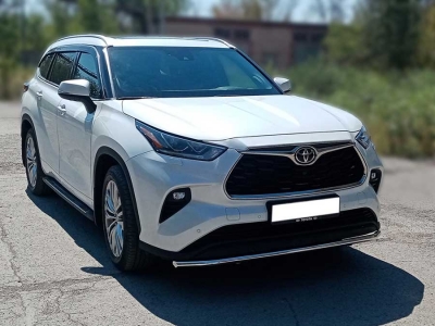 Защита переднего  бампера d-43 одинарная для Toyota Highlander 2019 – н.в.