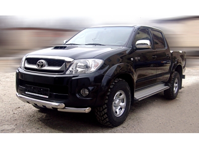 Дуга передняя по низу бампера d-76 с доп.накладками Технотек для Toyota Hilux 2011-2015