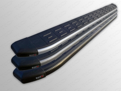 Пороги алюминиевые ТСС с накладкой для Toyota RAV4 Длинная база 2010-2013