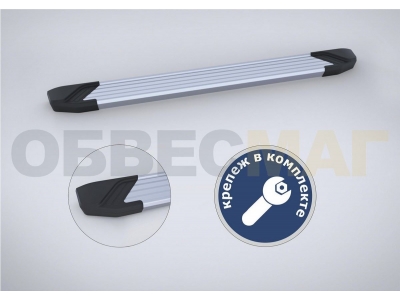 Пороги алюминиевые Rival Silver New для Volkswagen Amarok 2016-2021