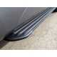 Пороги алюминиевые Slim Line Black ТСС для Volkswagen Amarok 2016-2021